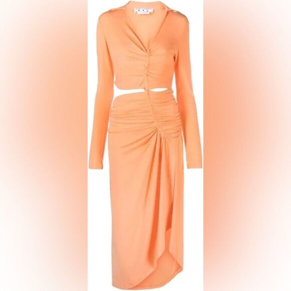 NWT- OFF-WHITE Cut-Out Draped Dress - Soft Orange- Size 42 (US 6) - Picture 1 of 14